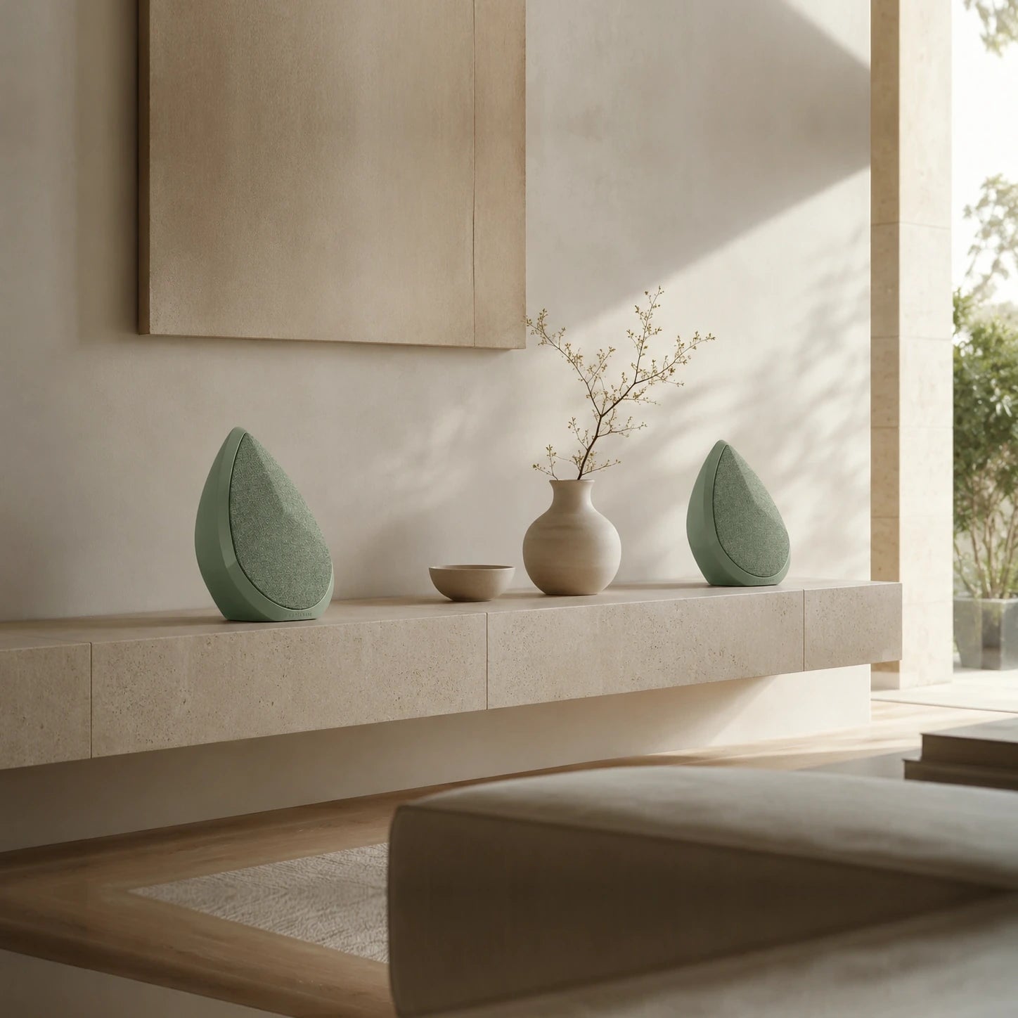 Obsidian Speakers in a modern living  room