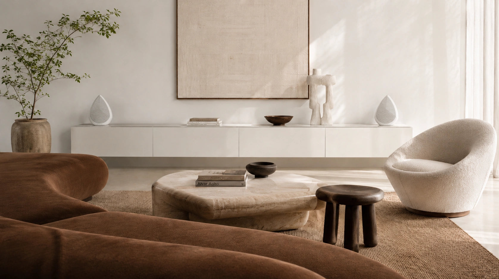 Pair of Obsidian speakers in a modern living room